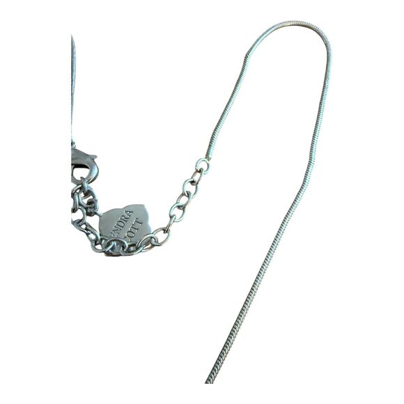 Kendra Scott Mara Tess Silver Plated Druzy Necklace Gray Drusy Stone Snake Chain - Picture 4 of 8